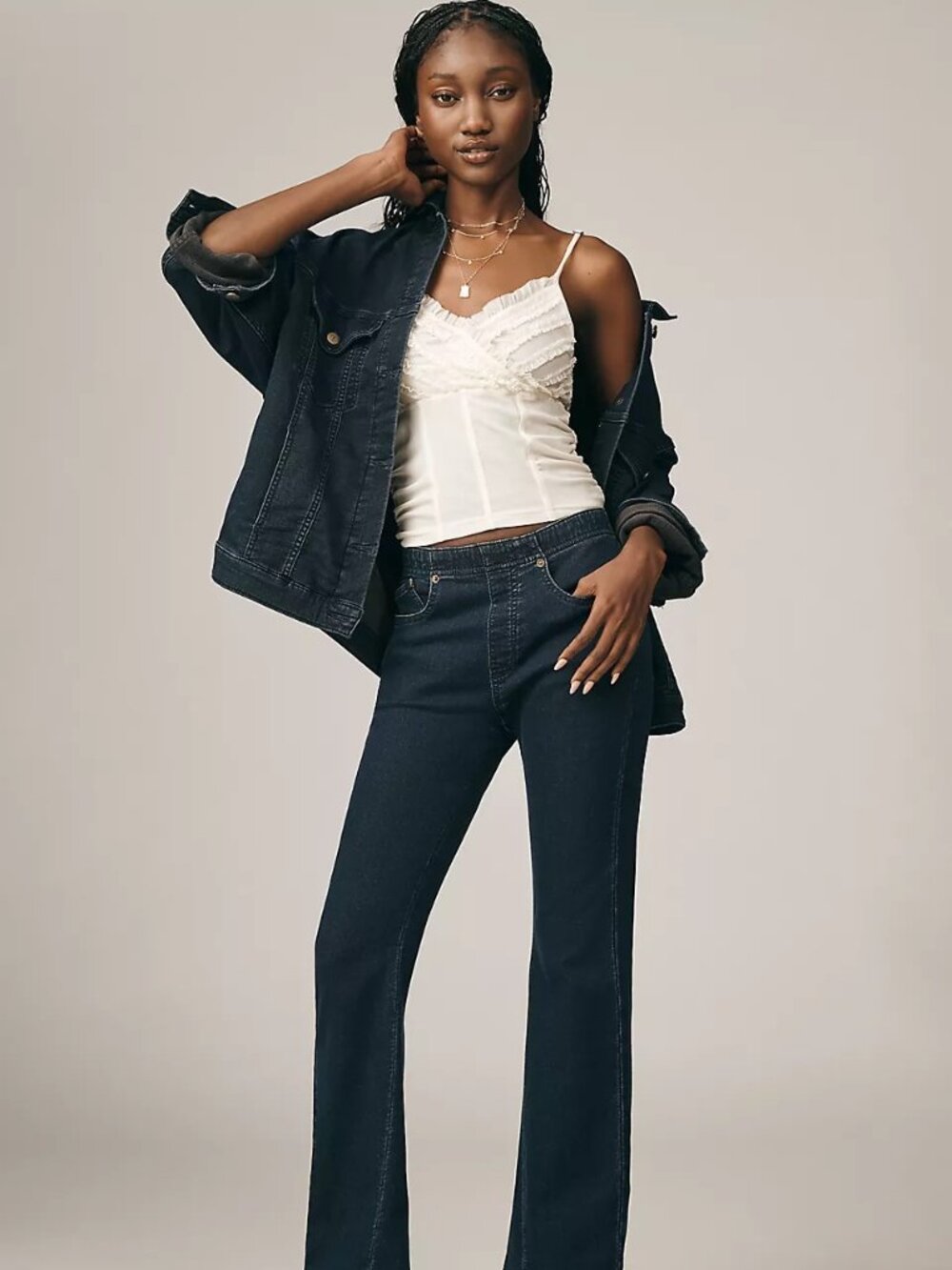 EUC Anthropologie Pilcro The Weston Denim Knit Boyfriend Jacket, Size L